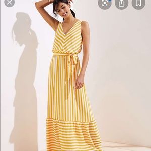 LOFT yellow stripe flounce dress- NEVER WORN